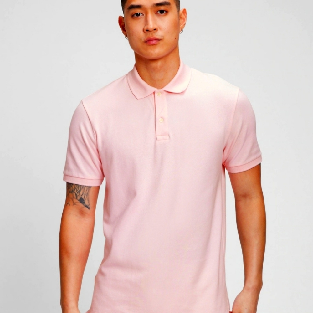 Men's Short Sleeve Polo Shirt in Pink